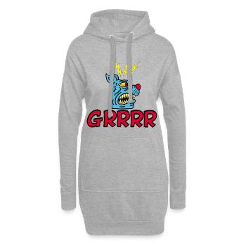 Chien bleu en colère - Sweat-shirt à capuche long Femme - gris chiné - Devant
