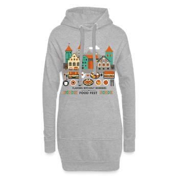 Festival de cuisine de rue - Sweat-shirt à capuche long Femme - gris chiné - Devant