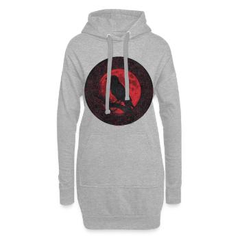 Corbeau nocturne sous lune rouge - Sweat-shirt à capuche long Femme - gris chiné - Devant