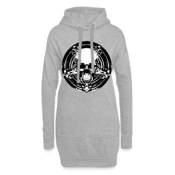 Pentaskull - Fünf Punkte. Ein Schädel. Null Gnade. - Hoodie-Kleid - Grau meliert - Vorne
