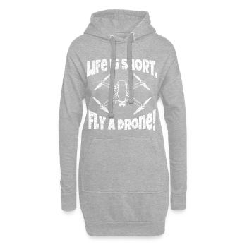 La vie est courte, pilotez un drone, pilote de drone - Sweat-shirt à capuche long Femme - gris chiné - Devant