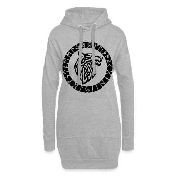 Wikingersymbol des schwarzen Wolfes - Hoodie-Kleid - Grau meliert - Vorne