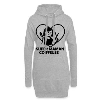 Super maman coiffeuse – Cœur coiffure - Sweat-shirt à capuche long Femme - gris chiné - Devant
