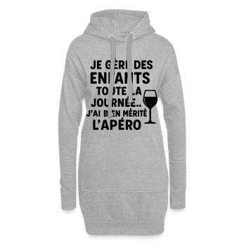 Ich kümmere mich den ganzen Tag um Kinder, Weihnachtsgeschenk - Hoodie-Kleid - Grau meliert - Vorne