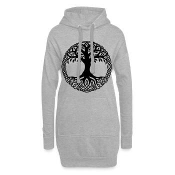 arbre de vie - Sweat-shirt à capuche long Femme - gris chiné - Devant