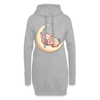 Mondschlaf Schweinchen - Hoodie-Kleid - Grau meliert - Vorne