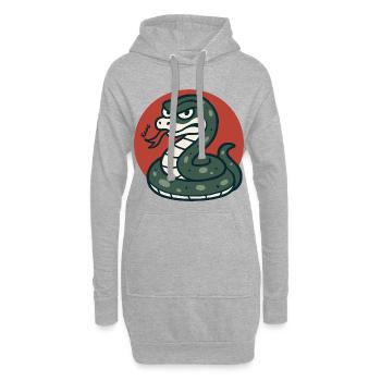 Serpent de dessin animé dans le cercle rouge - Sweat-shirt à capuche long Femme - gris chiné - Devant