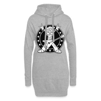Heavy-Metal-Cartoon-Gitarrist - Hoodie-Kleid - Grau meliert - Vorne