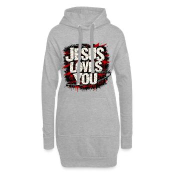Jesus loves You - Hoodie Dress - heather grey - Front