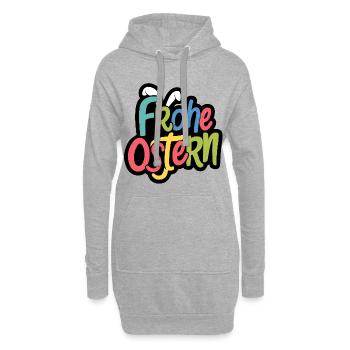Frohe Ostern Bunny Typo Farbspiel - Hoodie-Kleid - Grau meliert - Vorne
