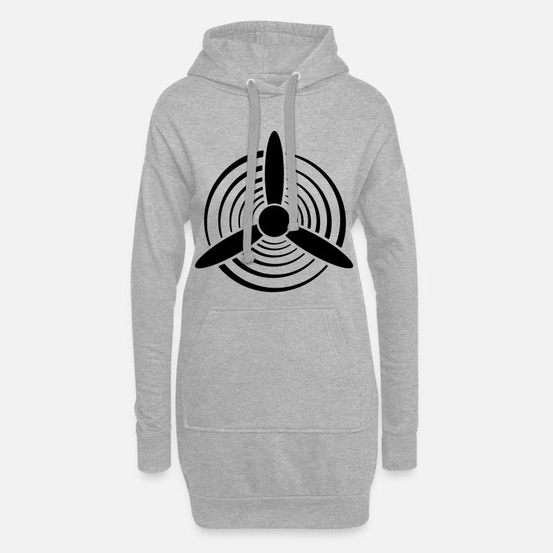 Solid Color Graphic Propeller - Hoodie Dress - heather grey