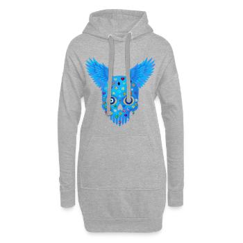 Totenkopf mit Edelsteinen und Flügeln – T-Shirt-Design. - Hoodie-Kleid - Grau meliert - Vorne