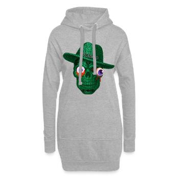 T-Shirt-Design mit einem Schädel mit herausragendem Auge. - Hoodie-Kleid - Grau meliert - Vorne