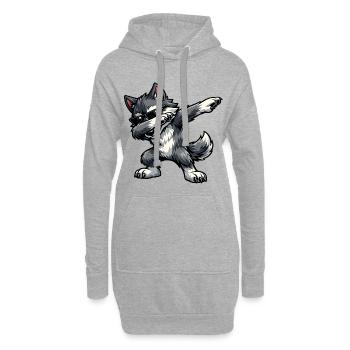 Dabbing Wolf - Hoodie-Kleid - Grau meliert - Vorne