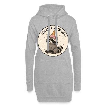 Einhorn Waschbär - Hoodie-Kleid - Grau meliert - Vorne