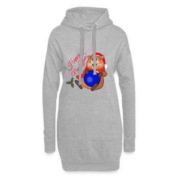 Neujahrskapybara - Hoodie-Kleid - Grau meliert - Vorne