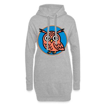 Hibou mignon - Sweat-shirt à capuche long Femme - gris chiné - Devant