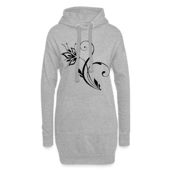 Schwarze Blume - Hoodie-Kleid - Grau meliert - Vorne