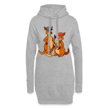 Famille des kangourous - Sweat-shirt à capuche long Femme - gris chiné - Devant