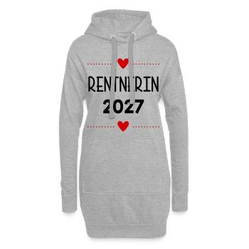 Rente, Rentnerin 2027 Herz - Hoodie-Kleid - Grau meliert - Vorne