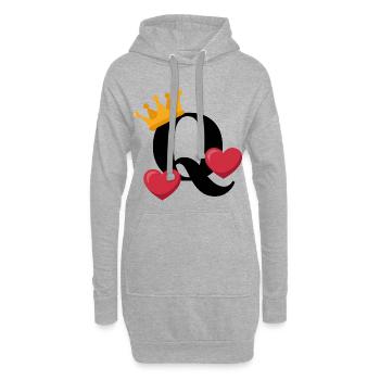 Reine de Cœur - Sweat-shirt à capuche long Femme - gris chiné - Devant