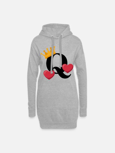 Queen of Hearts - Hoodie Dress - heather grey