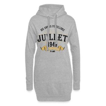 73 Ans Anniversaire Vintage Né(e) en Juillet 1949 - Sweat-shirt à capuche long Femme - gris chiné - Devant