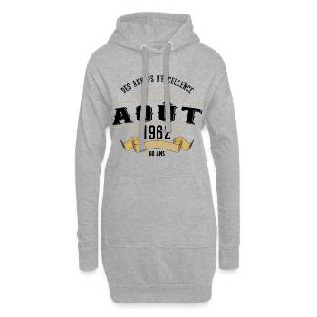 60 Ans Anniversaire Vintage Né(e) en Août 1962 - Sweat-shirt à capuche long Femme - gris chiné - Devant