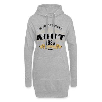36 Ans Anniversaire Vintage Né(e) en Août 1986 - Sweat-shirt à capuche long Femme - gris chiné - Devant