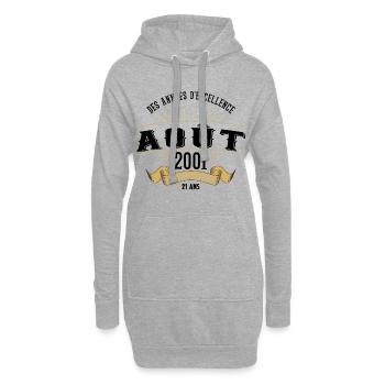 21 Ans Anniversaire Vintage Né(e) en Août 2001 - Sweat-shirt à capuche long Femme - gris chiné - Devant