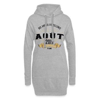 11 Ans Anniversaire Vintage Né(e) en Août 2011 - Sweat-shirt à capuche long Femme - gris chiné - Devant