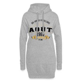 57 Ans Anniversaire Vintage Né(e) en Août 1965 - Sweat-shirt à capuche long Femme - gris chiné - Devant