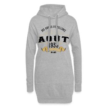 89 Ans Anniversaire Vintage Né(e) en Août 1933 - Sweat-shirt à capuche long Femme - gris chiné - Devant