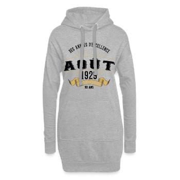 93 Ans Anniversaire Vintage Né(e) en Août 1929 - Sweat-shirt à capuche long Femme - gris chiné - Devant