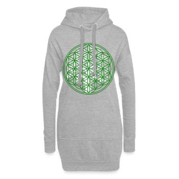 Fleur de vie avec arbre - Sweat-shirt à capuche long Femme - gris chiné - Devant
