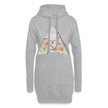 vélo e 249 a - Sweat-shirt à capuche long Femme - gris chiné - Devant