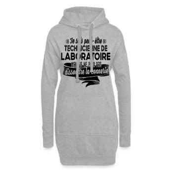 Technicienne laboratoire connerie humour citations - Sweat-shirt à capuche long Femme - gris chiné - Devant