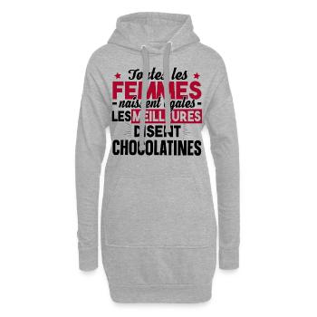 Chocolatine Pain Chocolat Humour Boulangerie - Sweat-shirt à capuche long Femme - gris chiné - Devant