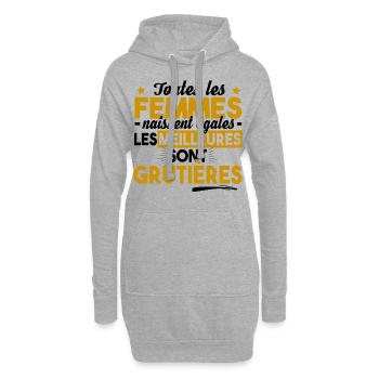 Grutière Grutier Grue Métier Chantier Construction - Sweat-shirt à capuche long Femme - gris chiné - Devant