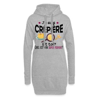 Crêpière Crêpe Super Pouvoirs Cadeau Humour Gaufre - Sweat-shirt à capuche long Femme - gris chiné - Devant