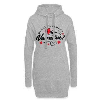 Willst du mein Valentinstag sein? Liebe zum Valentinstag - Hoodie-Kleid - Grau meliert - Vorne