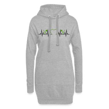 Végétalien Végétarien Heartbeat Coeur ECG Végétalien - Sweat-shirt à capuche long Femme - gris chiné - Devant
