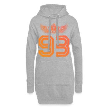93 Couronne numérique - Sweat-shirt à capuche long Femme - gris chiné - Devant