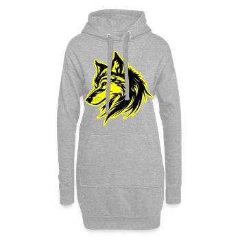 Wolf Silhouette - Hoodie-Kleid - Grau meliert - Vorne