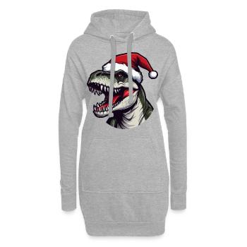 T-Rex dinosaure Noël Animal Portrait Noël - Sweat-shirt à capuche long Femme - gris chiné - Devant