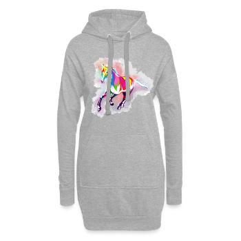 Für jeden, der Pferde mag und gern reitet. - Hoodie-Kleid - Grau meliert - Vorne