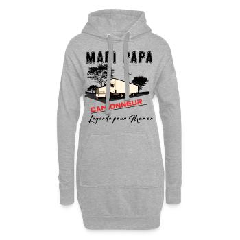 Mari papa camionneur légende pour maman - Sweat-shirt à capuche long Femme - gris chiné - Devant