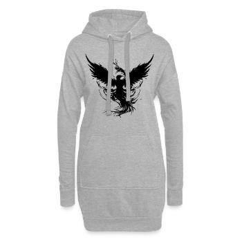 Phénix noir mystique - Sweat-shirt à capuche long Femme - gris chiné - Devant