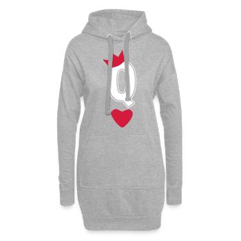 Herz Königin Q Queen Krone Karte - Hoodie-Kleid - Grau meliert - Vorne