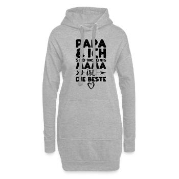 Papa Und Ich Sind Uns Einig Mama Ist Die Beste - Hoodie-Kleid - Grau meliert - Vorne